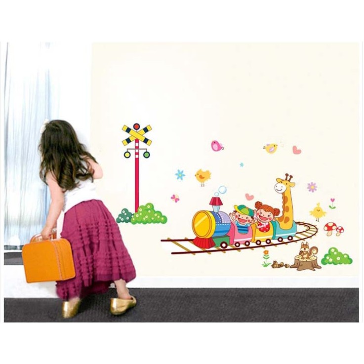 Decal trang trí tường Đường Ray xe lửa cho các Thú vui chơi
