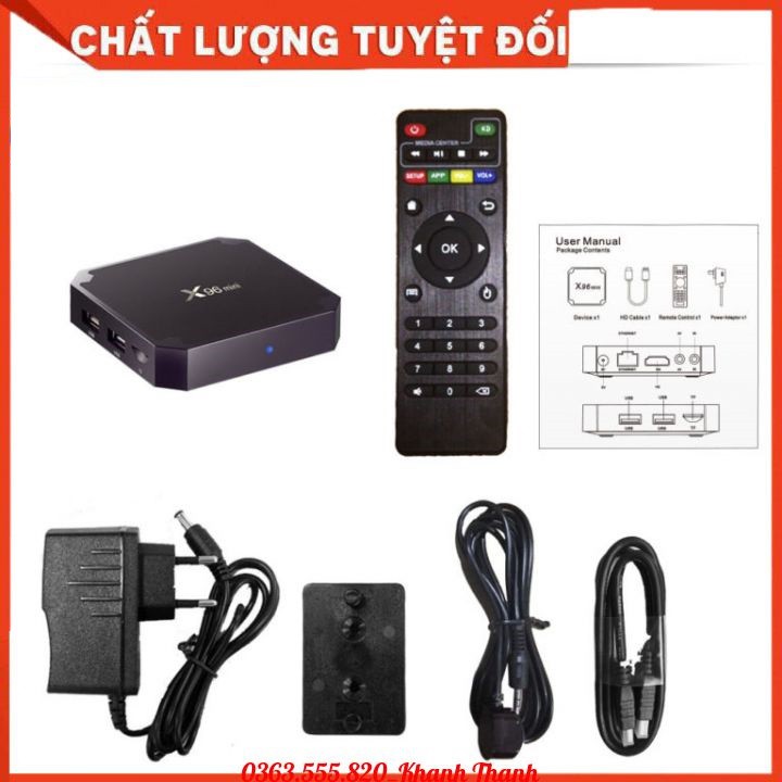 TV BOX X96 Mini (Amlogic S905W QuadCore/2G/16G) - X96 Mini Android TV Box RAM 2GB - ROM 16GB - Hệ Điều Hành Android 7.12