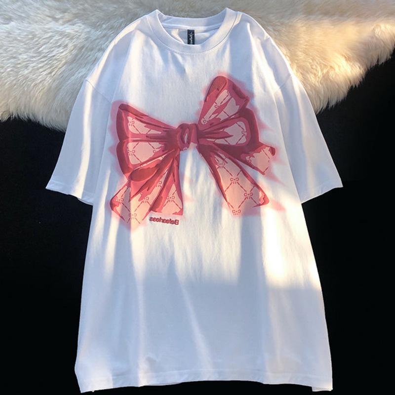 Áo Thun Tay Ngắn Cổ Tròn In Họa Tiết Dễ Thương Thời Trang Mùa Hè Cho Nữ