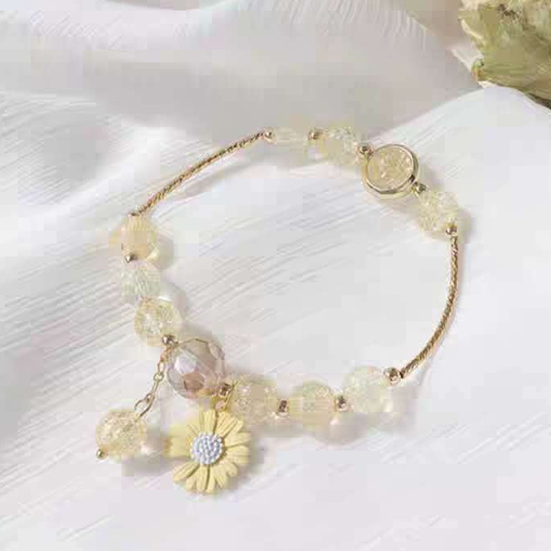 Vòng Đeo Tay Chuỗi Hạt Nhiều Màu Họa Tiết Hoa Cúc Nhỏ Xinh Xắn Cho Bạn Gái