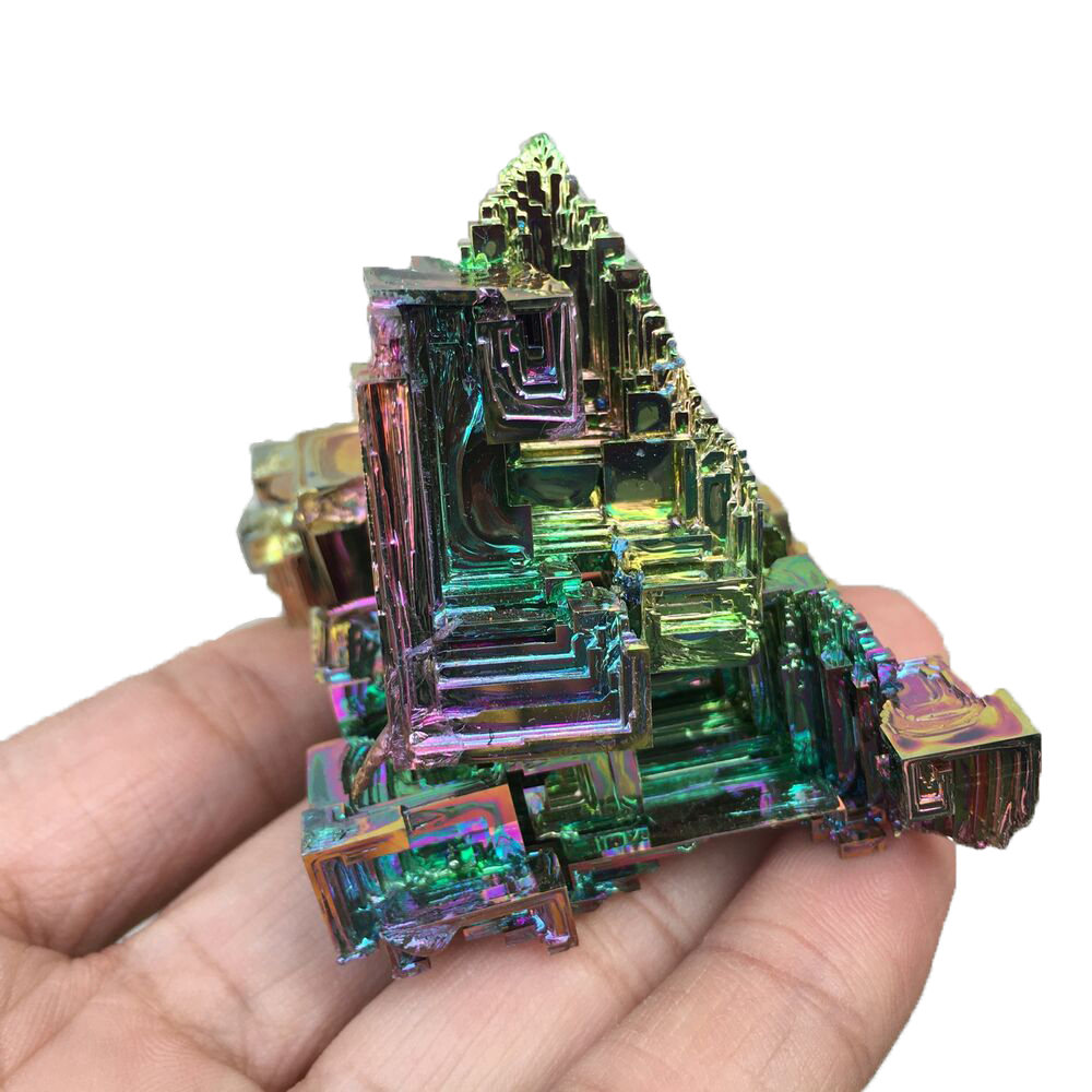 ❤LANSEL❤ Gift Mineral Specimen Rough Pyramid Healing|Bismuth Ore Cluster Colorful Aura Bonsai Ornament Fish Tank Decor Irregular Shape Natural