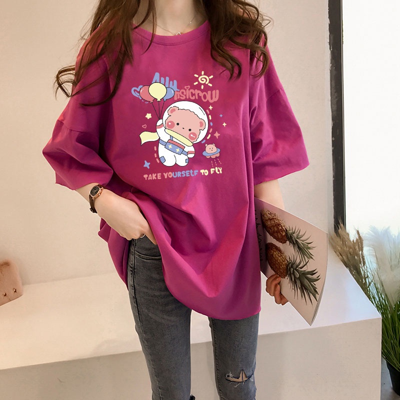 Áo thun NRVP ngắn tay dáng rộng in hình thời trang mùa hè Hàn Quốc 2022 cho nữ