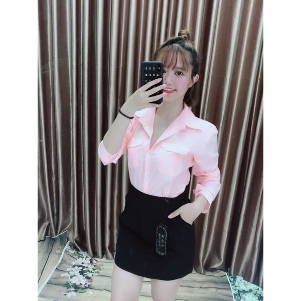 Sơmi 2 túi công sở kate lụa free size