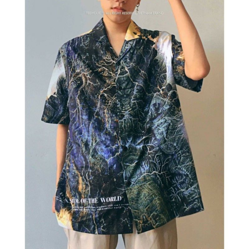 Áo Sơ Mi Tay Ngắn Unisex Cổ Bẻ Phông Cách Hàn Quốc Freesize