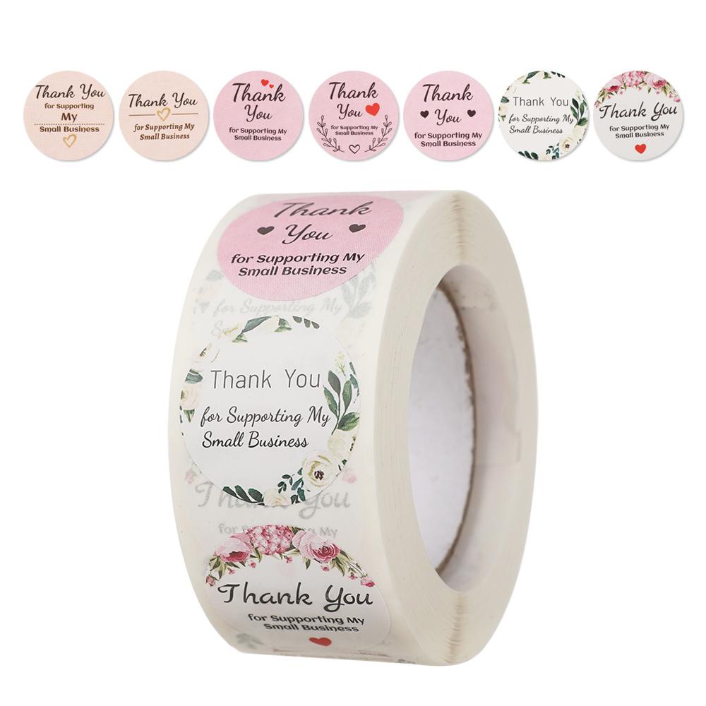 PISTA Cuộn 500 Miếng Dán Trang Trí Hộp Quà In Chữ Handmade Xinh Xắn