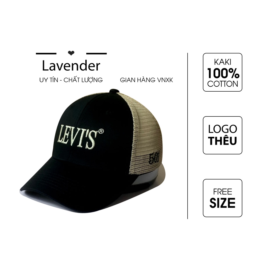 Nón kết Mũ lưỡi trai LEVIS lưới logo thêu dành cho nam nữ Free size
