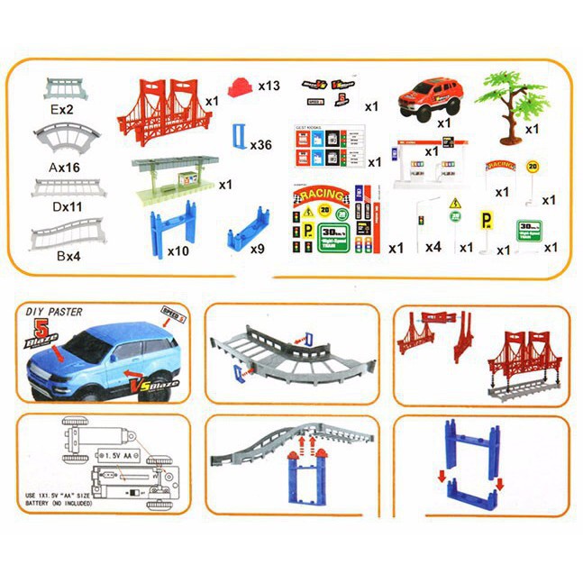 Bộ Đồ Chơi Lắp Ráp Đường Ray Oto 88 Chi Tiết- Loại To