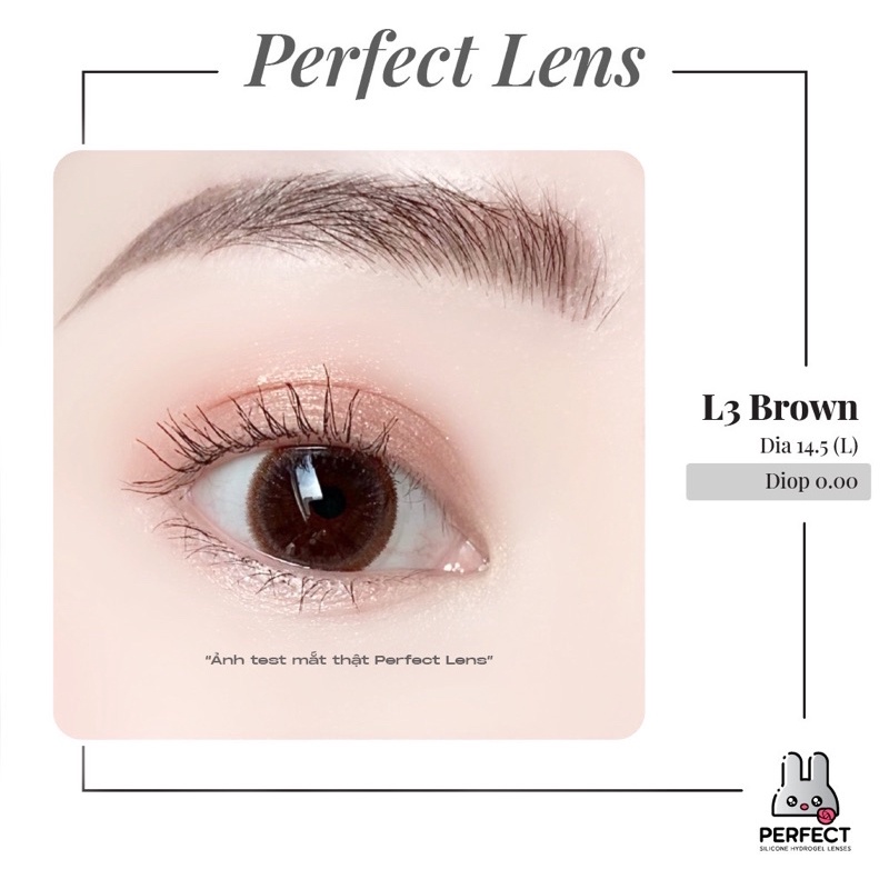 Lens Ảnh Mắt Thật, L3 Choco Perfect Lens, dia 14.4, kính áp tròng nâu choco giãn to, có viền, không độ