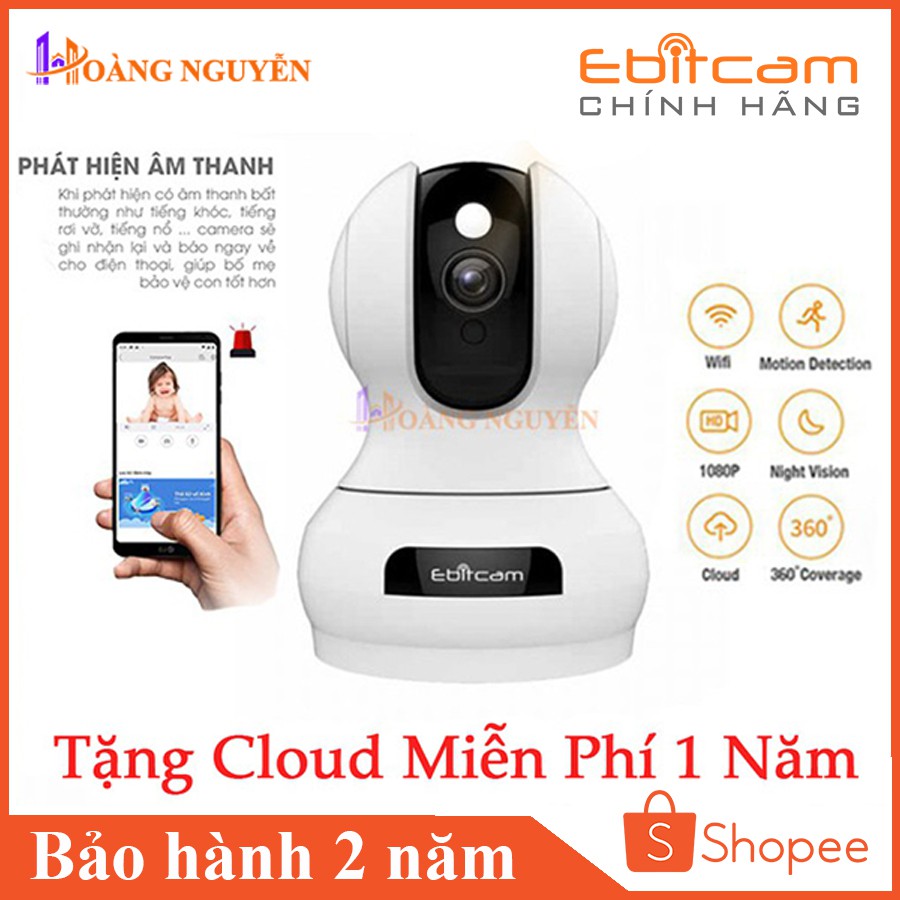 [NHÀ PHÂN PHỐI] Camera Wifi Ebitcam E3 FHD 1080P 2.0MP - Xoay 360 độ - Phát Hiện Chuyển Động | BigBuy360 - bigbuy360.vn