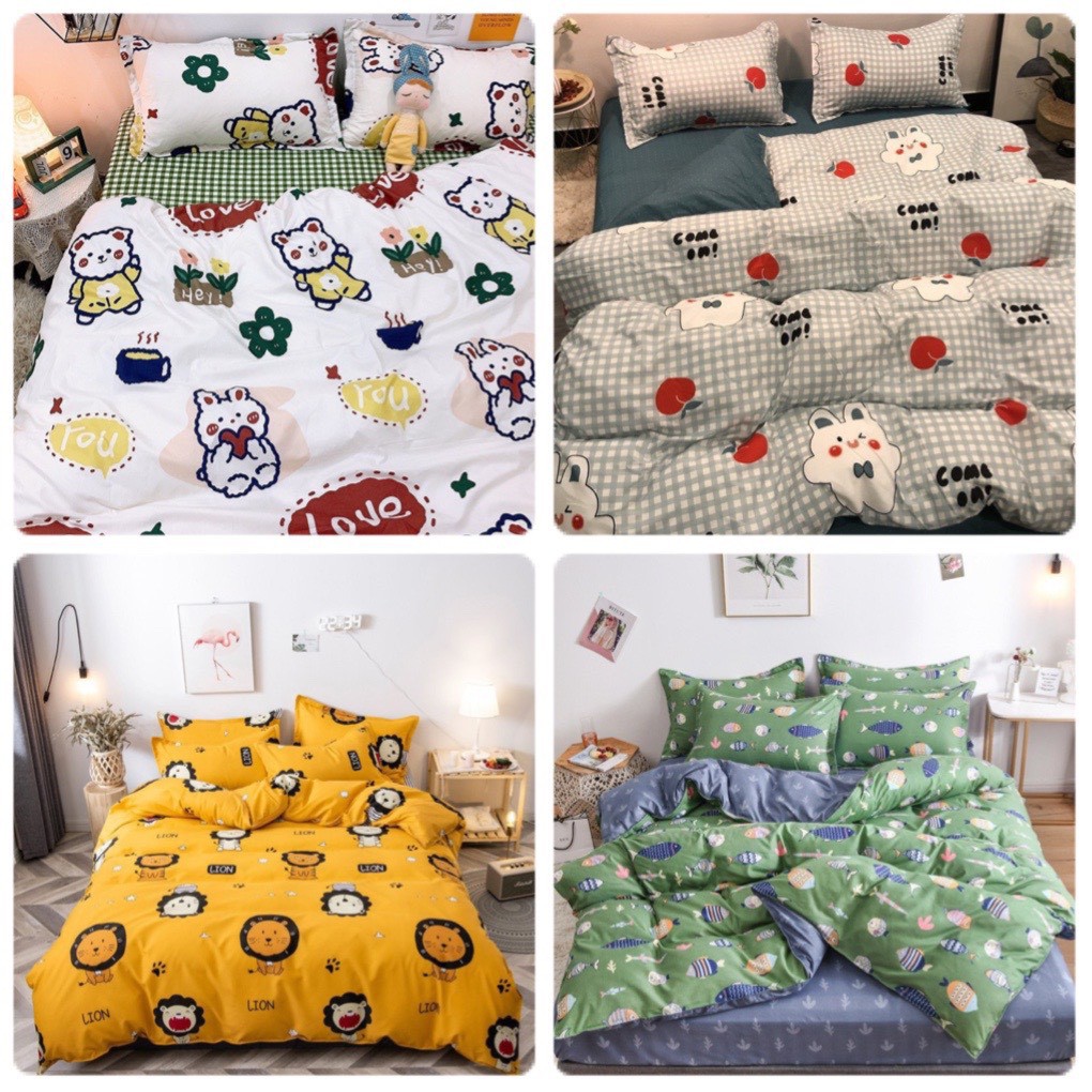 Trọn Bộ 4 Món Chăn Mền Ga Gối Cotton Poly Nhập Các Mẫu Cho Em Bé, Bé Con Yêu Quý Nhà Mình (Đủ Kích Thước) [TH]