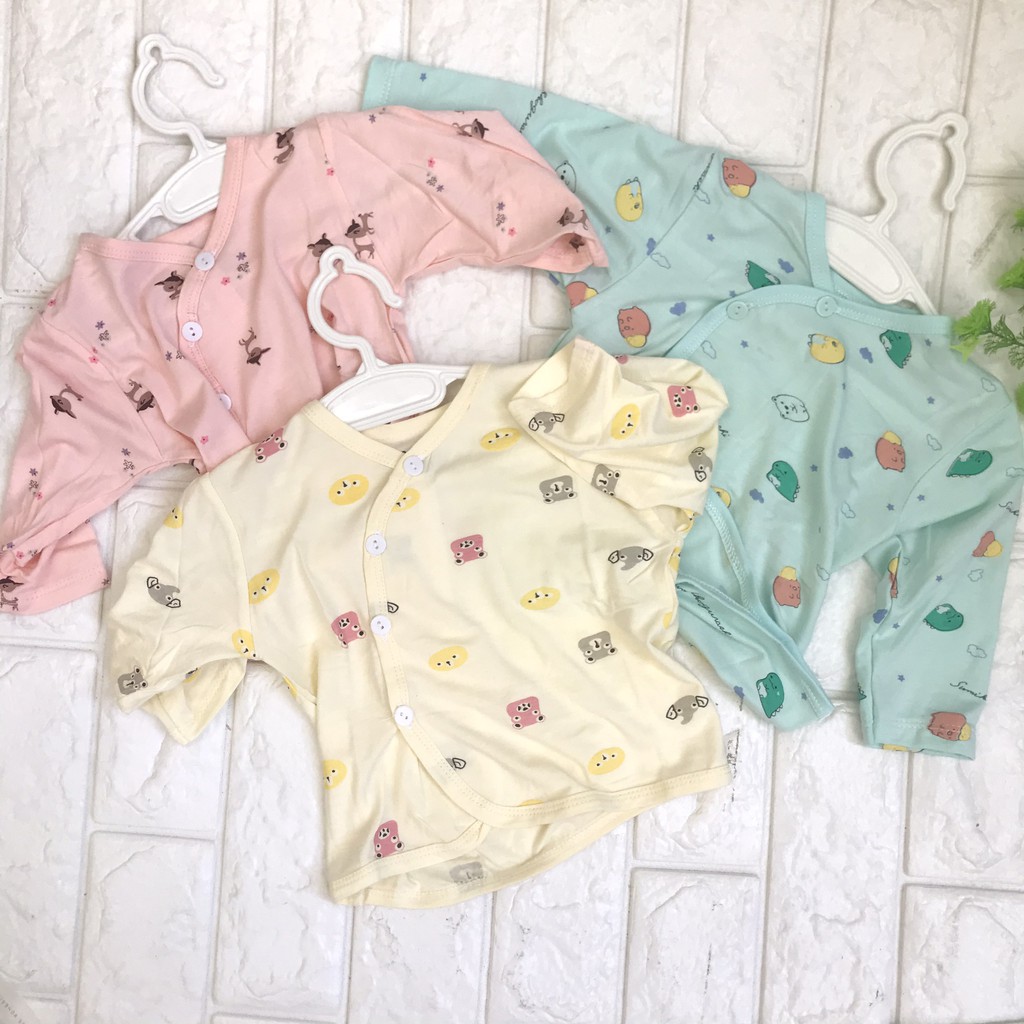 Set 5 áo sơ sinh dài tay thun lạnh màu Avarlew  mềm mát cho bé từ 0-9 tháng
