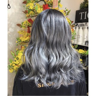 Thuốc nhuộm xám khói, bạch kim, khói tím(phải tẩy) kèm trợ dưỡng, găng