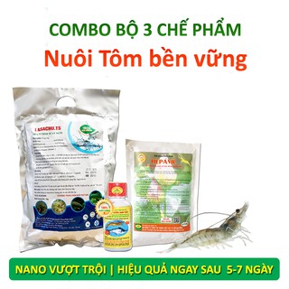Bộ 3 Chế phẩm sinh học nuôi Tôm bền vững. Nở ruột lớn nhanh. Khỏi lo bệnh dịch. Ổn định màu nước