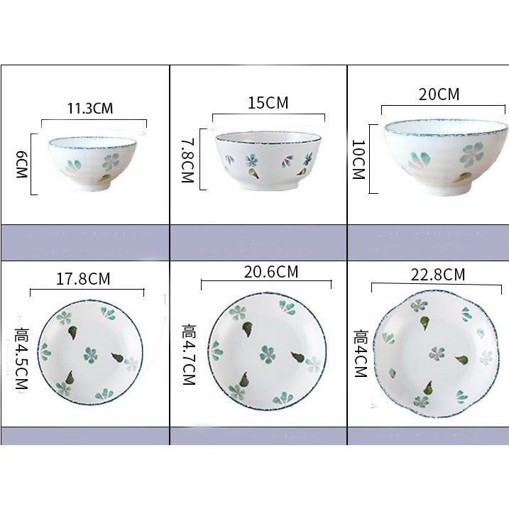 Set chén đĩa gốm sứ hình hoa nhí sáng tạo, quà tặng cho người thân