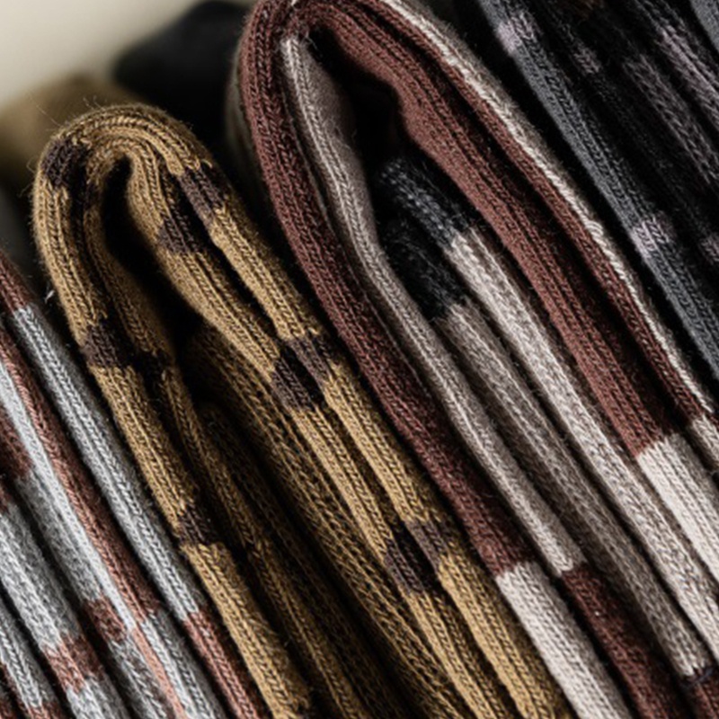 XIXI Vớ cotton cổ cao in họa tiết kim cương màu sắc tương phản thời trang mùa thu cho nữ