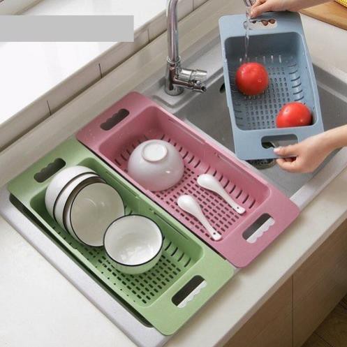 Rổ gác bồn rửa bát thông minh gấp gọn, khay nhựa đa năng có thể điều chỉnh kích thước gài bồn rửa chén siêu tiện dụng