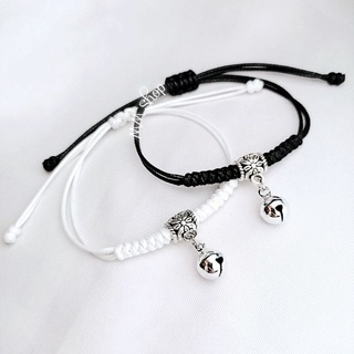 Vòng tay cặp đôi chuông lục lạc sáng đẹp, dây sáp Hàn Quốc hai màu đen và trắng.