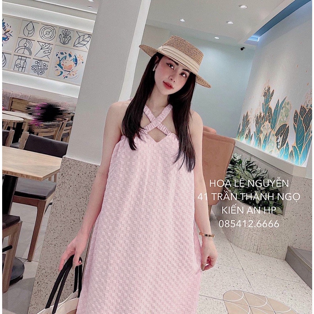 Đầm Maxi cổ yếm hở vai xịn thả dáng siêu xinh