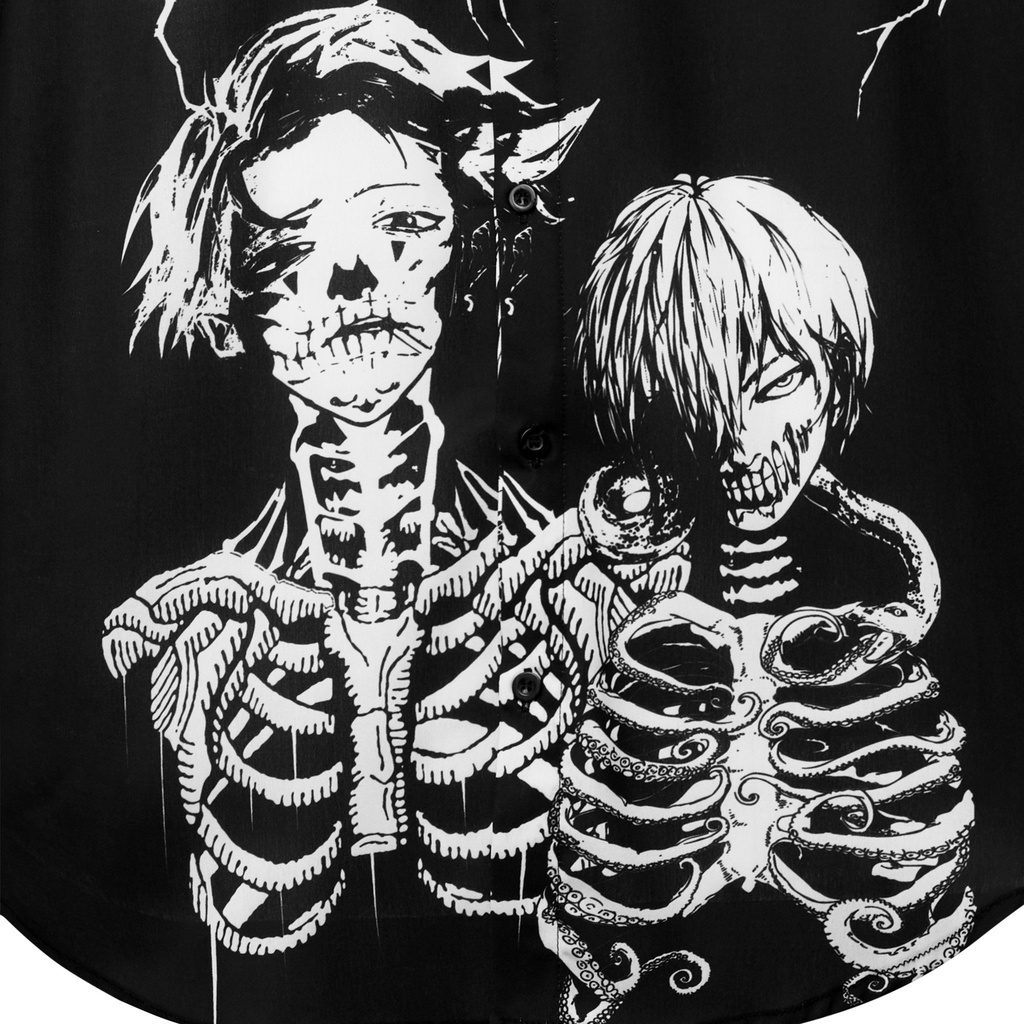 [Mã INCU50 giảm 50k đơn 250k] MENDE - Black Skeleton - Áo sơ mi nam tay ngắn | BigBuy360 - bigbuy360.vn
