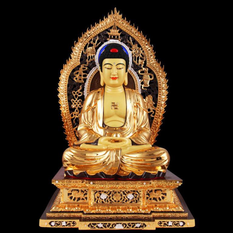 Tượng Phật Thích Ca Mâu Ni Bằng Đồng Đài Loan Mạ Vàng Có Lá Đề (Nhiều Mẫu)