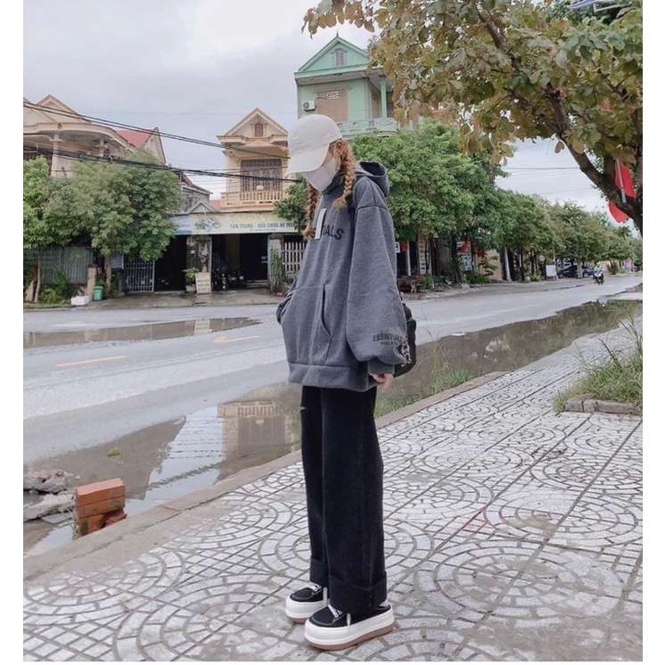 [Ảnh Thật] Áo hoodie Essentials Áo hoodie bằng cotton tay dài có mũ trùm họa tiết phong cách thể thao cho nam và nữ