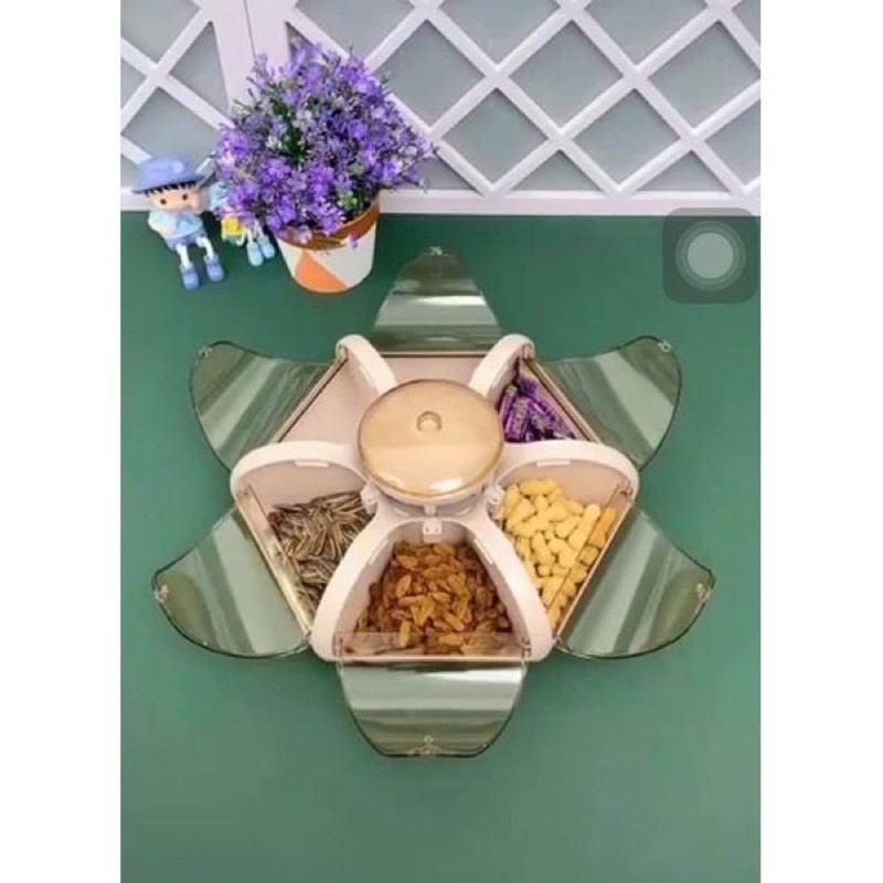 hộp mứt xoè 6 cánh bung tiện lợi đẹp mắt