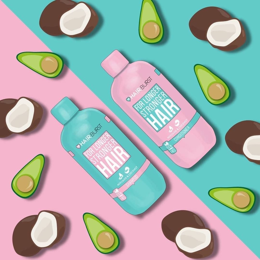 Bộ Dầu Gội &amp; Dầu Xả HAIRBURST Hỗ Trợ Mọc Tóc Món Avocado &amp; Coconut For Longer Stronger Hair 350ml X 2