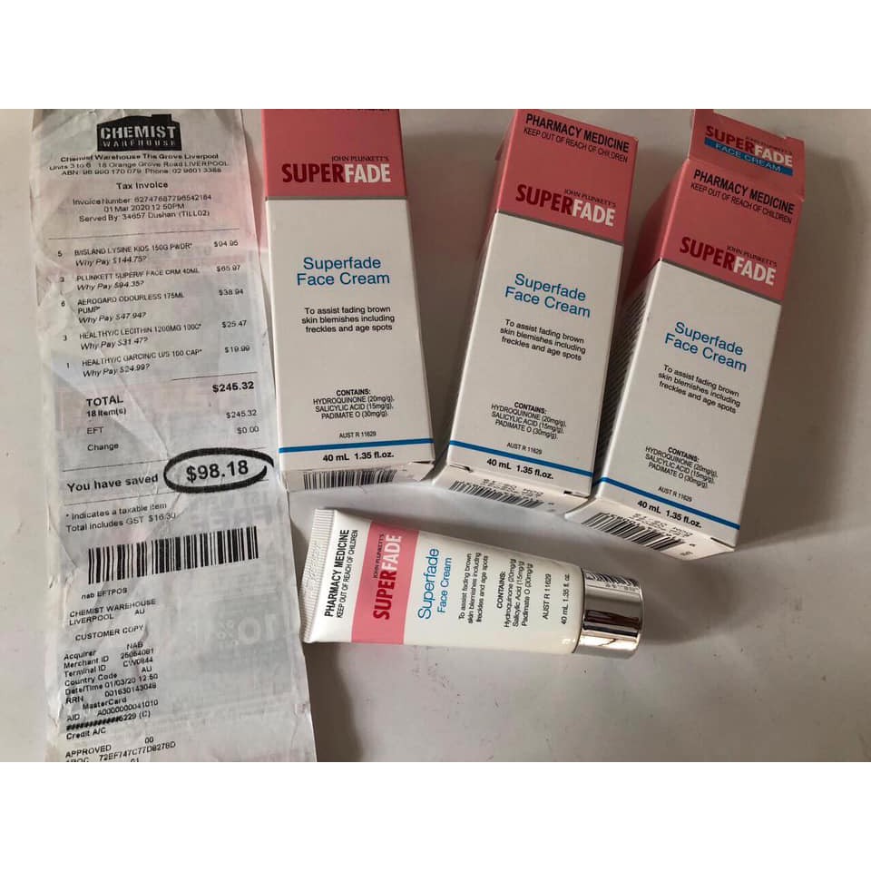 SUPERFADE FACE CREAM  40ml -- Giúp làm mờ các vết thâm, nám và tàn nhang