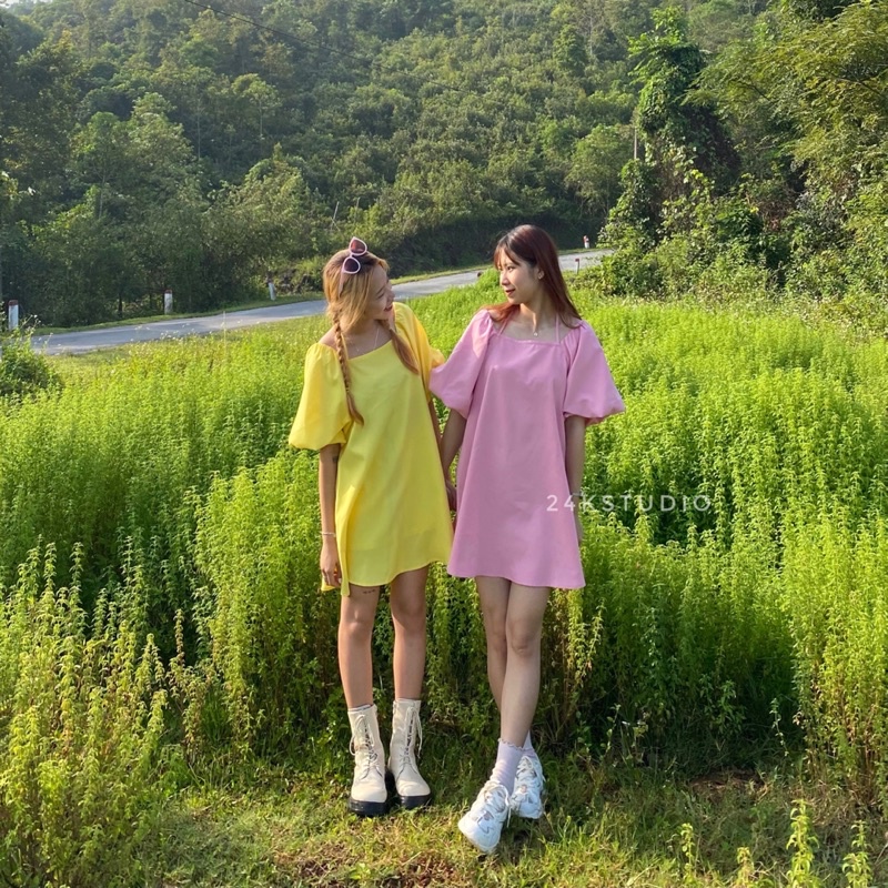 Solar dress - Váy/đầm babydoll dáng ngắn tay bồng 24KSTUDIO