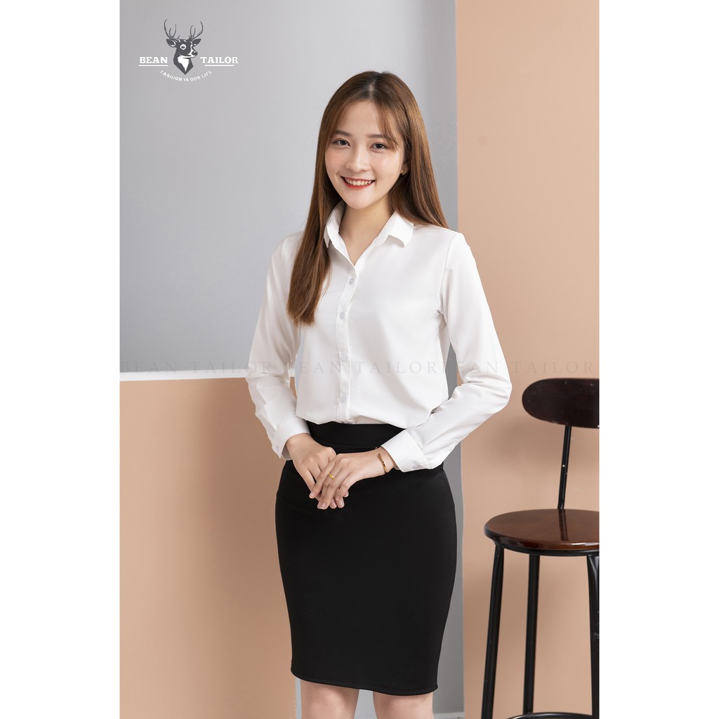 Áo sơ mi nữ BEAN TAILOR dáng suông, chất vải mềm mịn, thoáng mát- áo sơ mi nữ dài tay màu trắng cao cấp NUDAI01 | BigBuy360 - bigbuy360.vn