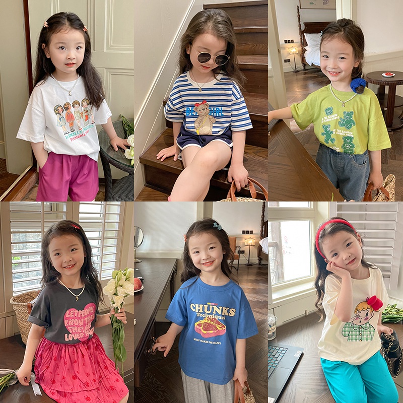 Áo phông bé gái 7 màu mùa hè mới dễ thương B71-21207