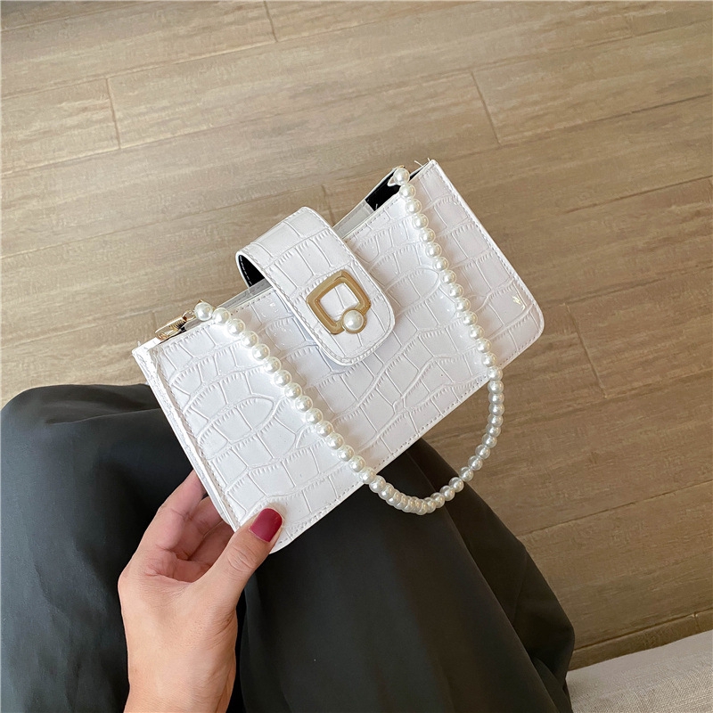 IELGY Túi đeo vai có đính ngọc trai phong cách retro cổ điển thời trang cho nữ