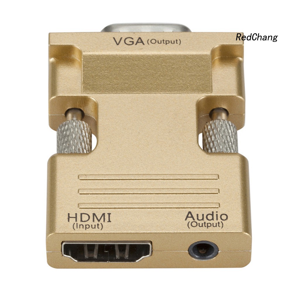 -SPQ- 3.5mm Portable 1080P HDIM to VGA Adapter Converter with Audio Output Cable Wire