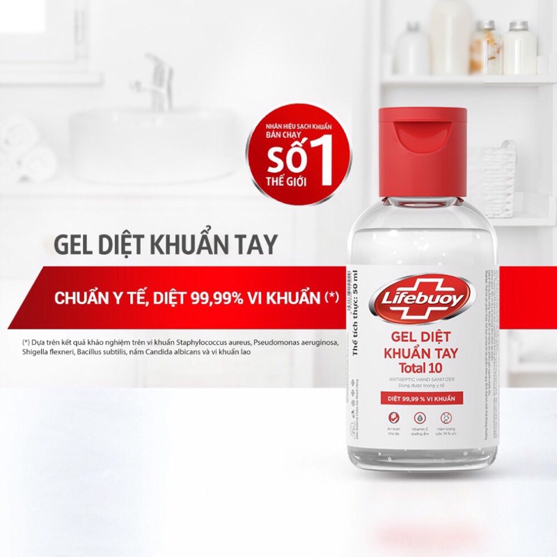 Gel rửa tay khô Lifebuoy diệt khuẩn nhỏ gọn tiện lợi 50ml