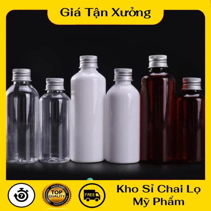 Chai Chiết Mĩ Phẩm ❤ TRÙM SỈ ❤ Chai nhựa pet nắp vặn nhôm trắng sữa 20ml,30ml,50ml,100ml, phụ kiện du lịch