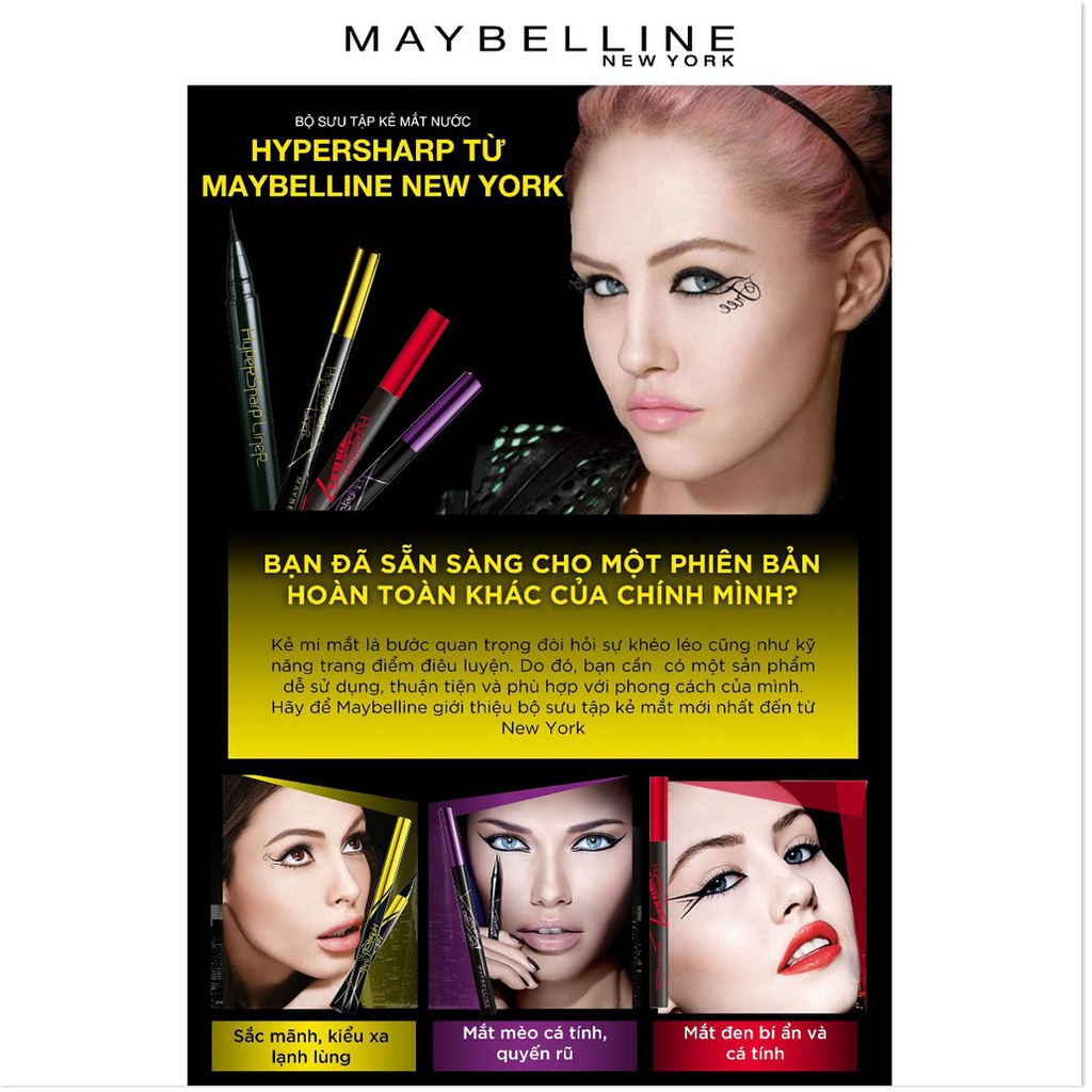 [Mã giảm giá sỉ mỹ phẩm chính hãng] Kẻ Mắt Nước Màu Đen Maybelline Hyper Sharp Laser Black Hyper Sharp Power 0.5g