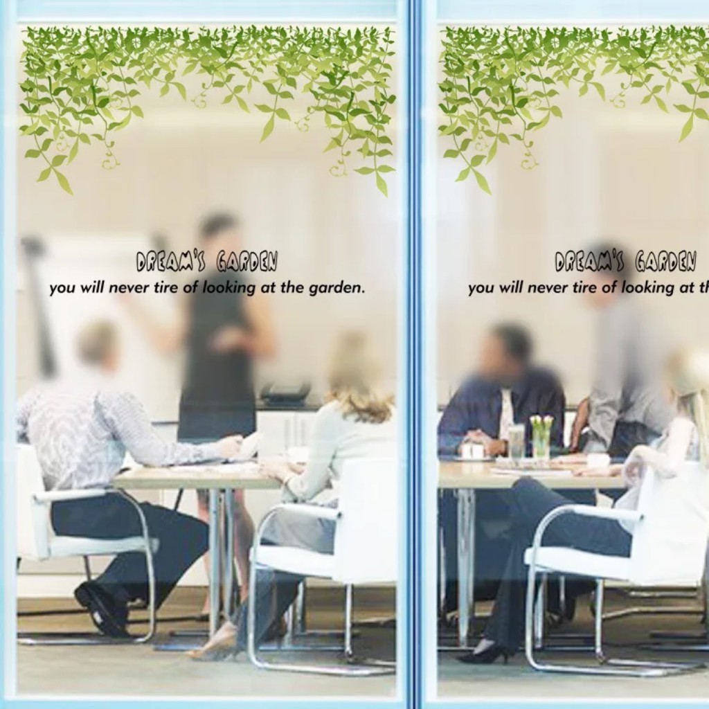 Decal trang trí kính cao cấp mẫu dây leo Lá xanh nhí (60cm x 58cm)