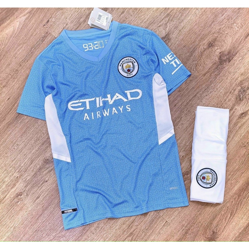 Áo bóng đá Man city xanh 2021 2022 vải Thái, áo đá banh Manchester city xanh vải Thái
