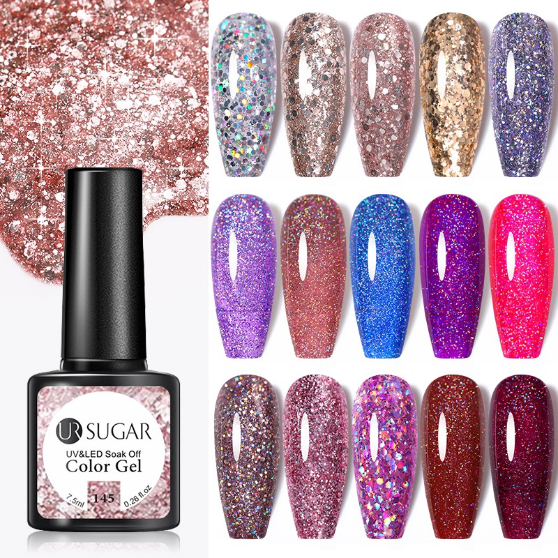 [Hàng mới về] Sơn gel UR SUGAR màu kim tuyến lấp lánh trang trí móng thời trang 7.5ml