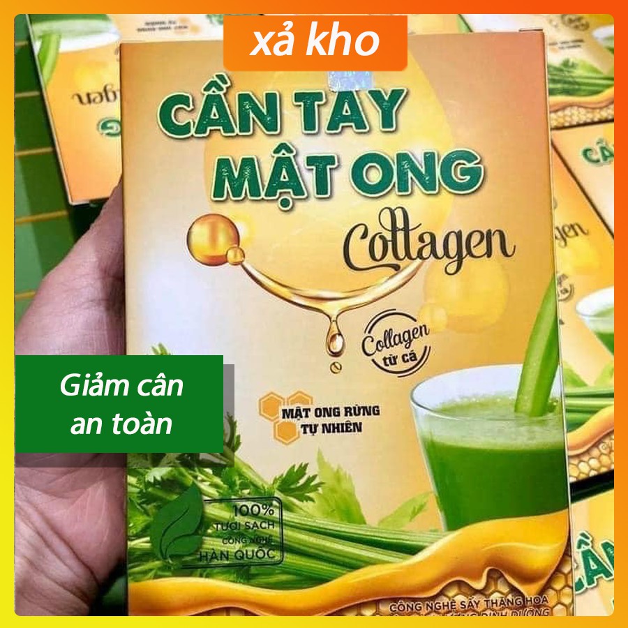 (Chính hãng ) Cần tây mật ong collagen logo in dập nổi, tem chống hàng giả giảm cân, đẹp da, detox cơ ( Hộp 15g x 4g )