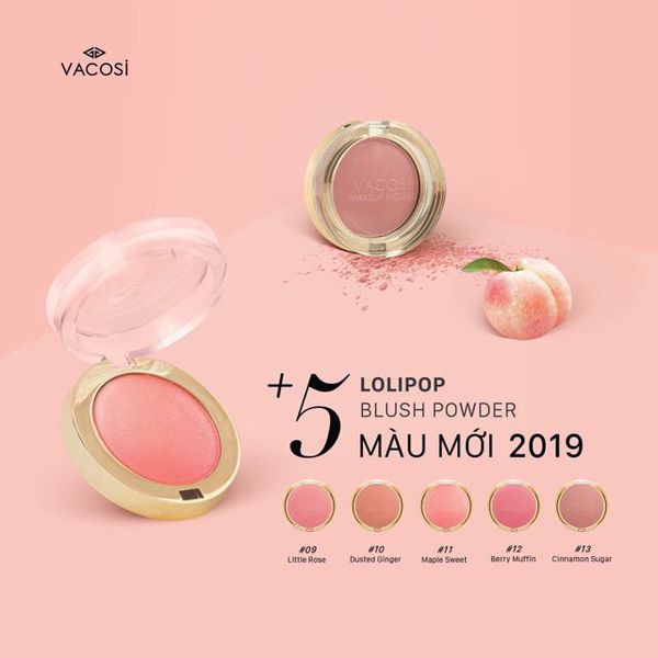 [HÀNG CHÍNH HÃNG] Phấn Má Hồng Dạng Hộp Vacosi LOLIPOP BLUSH POWDER 5g