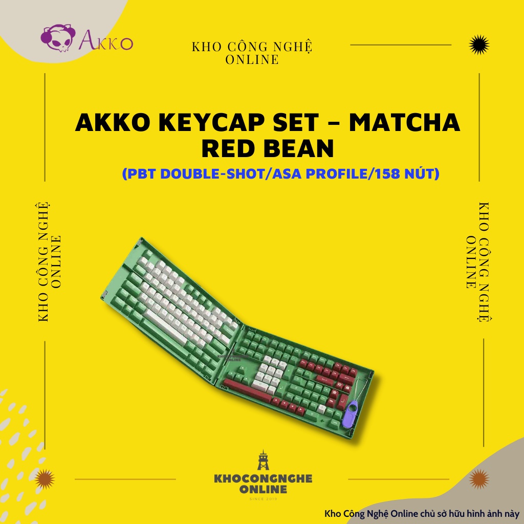 AKKO Keycap set – Matcha Red Bean (PBT Double-Shot/ASA profile/158 nút)