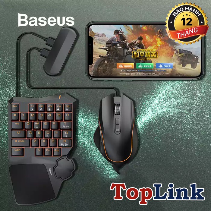 Bộ sản phẩm hỗ trợ chơi Game Baseus GAMO Mobile Game Suit (Combo Chuột, Bàn phím Cơ, Adaptor cho Liên Quân, Pubg)