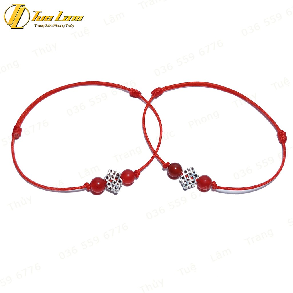 [Handmade] Vòng Tay Chỉ Đỏ Charm bạc họa tiết cát tường