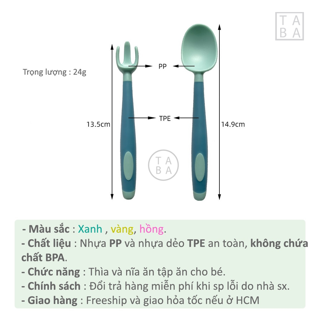 Bộ thìa và nĩa silicon dẻo ăn dặm cho bé