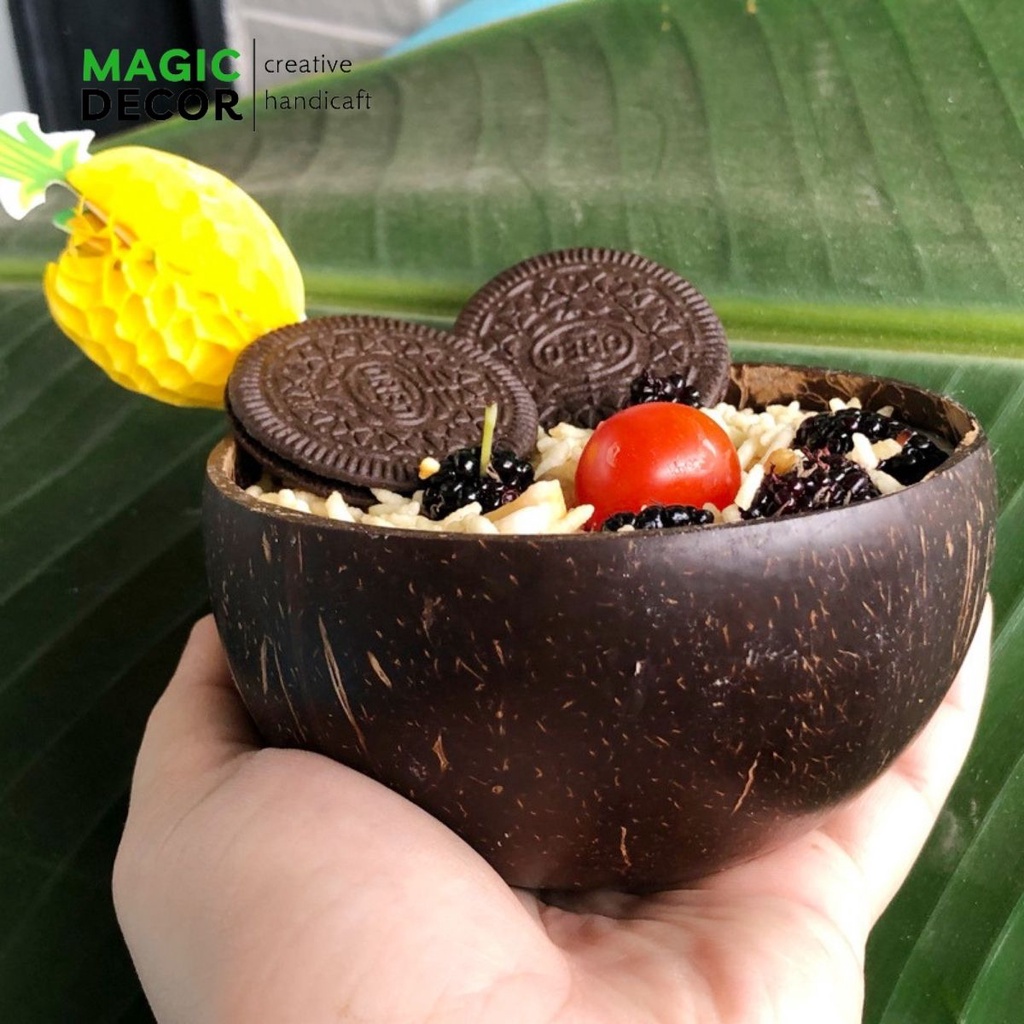 Bát Chén Gáo Dừa gỗ dùng đựng ngũ cốc, ăn kem cao cấp Magic Home Decor