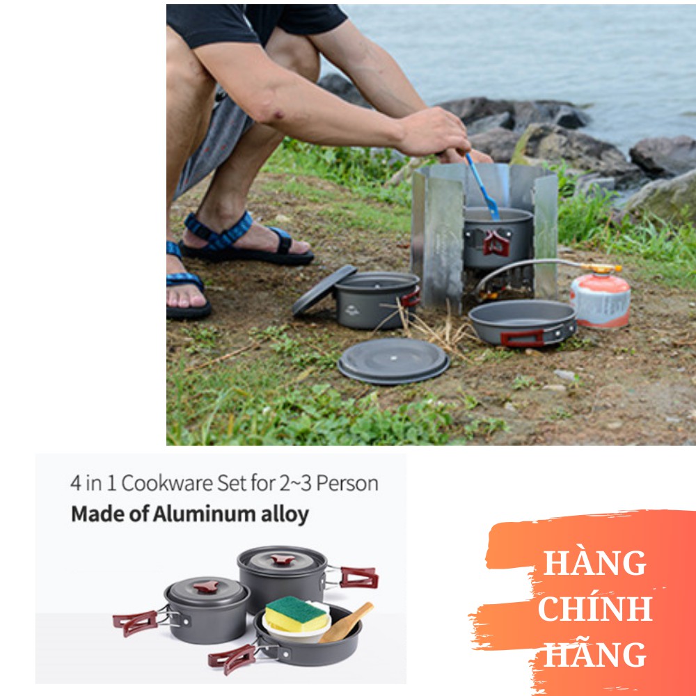 [CHÍNH HÃNG] Bộ Nồi 4 chiếc cho Cắm Trại, Dã Ngoại, Phượt, Picnic Xếp Gọn Siêu nhẹ NatureHike NH15T401-G