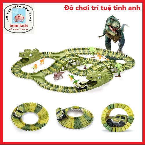Bộ lắp ráp đường đua ô tô khủng long, đồ chơi lắp ghép đường ray khủng long cỡ lớn cho bé kích thích sự sáng tạo