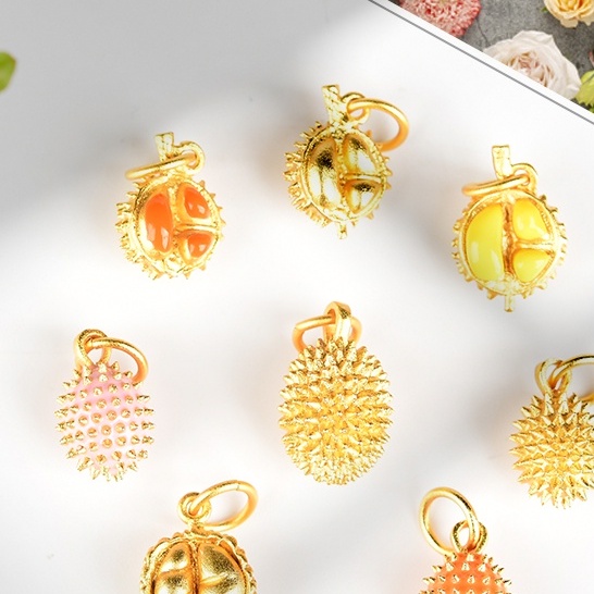 Mặt Dây Chuyền Hình Trái Sầu Riêng Nhỏ Màu Sắc Trơn Handmade Chống Dị Ứng diy