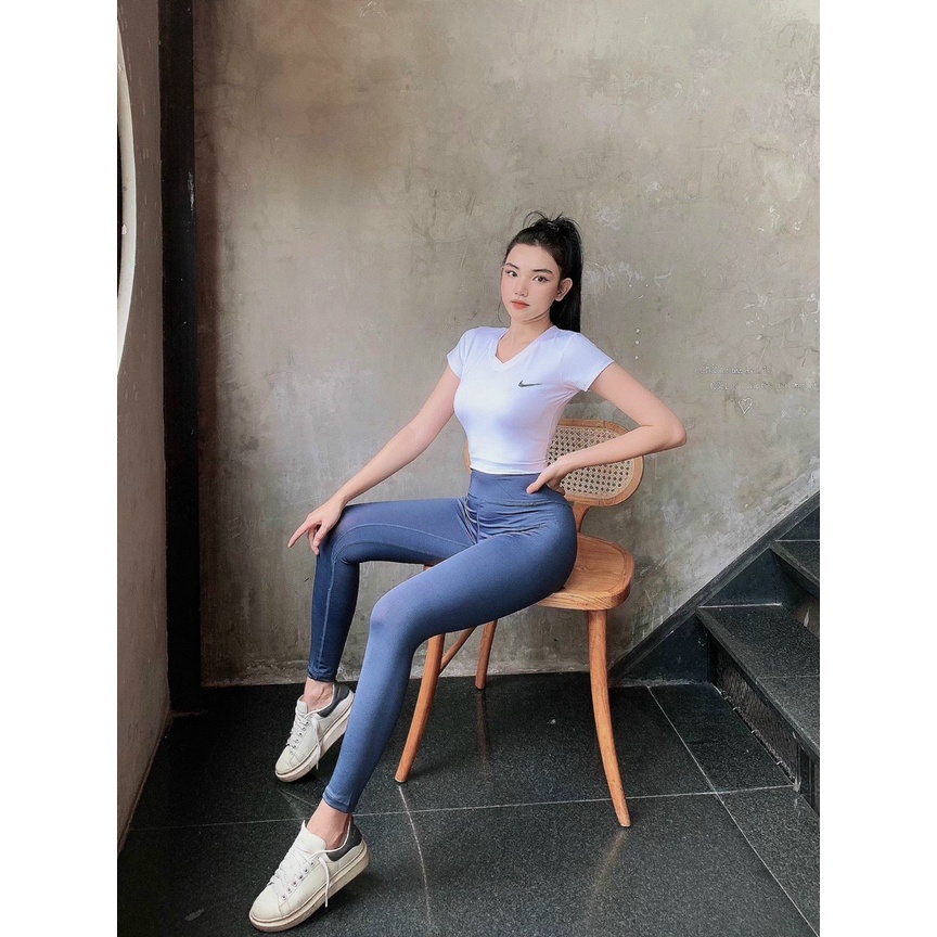 Quần tập gym thể thao nữ thun poly quảng châu co giãn nhiều màu Q133